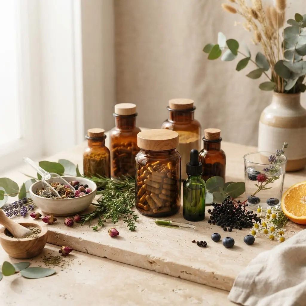 Natürliche Nahrungsergänzung mit frischen saisonalen Botanicals